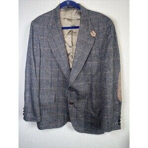 Laughton Hunter Equestrian Sportcoat Wool Jacket Elbow 42R Herringbone USA